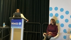 two people presenting a topic