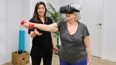 VR goggles being used during rehab session