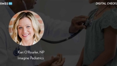 Kari O'Rourke, Imagine Pediatrics_Doctor using stethoscope on child Photo by FatCamera/E+/Getty Images