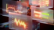 Futuristic financial dashboards market graphs