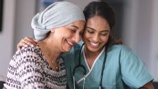 A cancer patient with their doctor