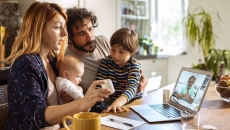 Photo of a family, mon, dad, two children