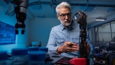 Robotics engineer working on a prosthetic