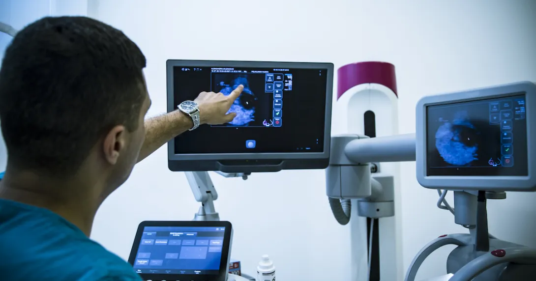 Imaging specialist reviewing a scan