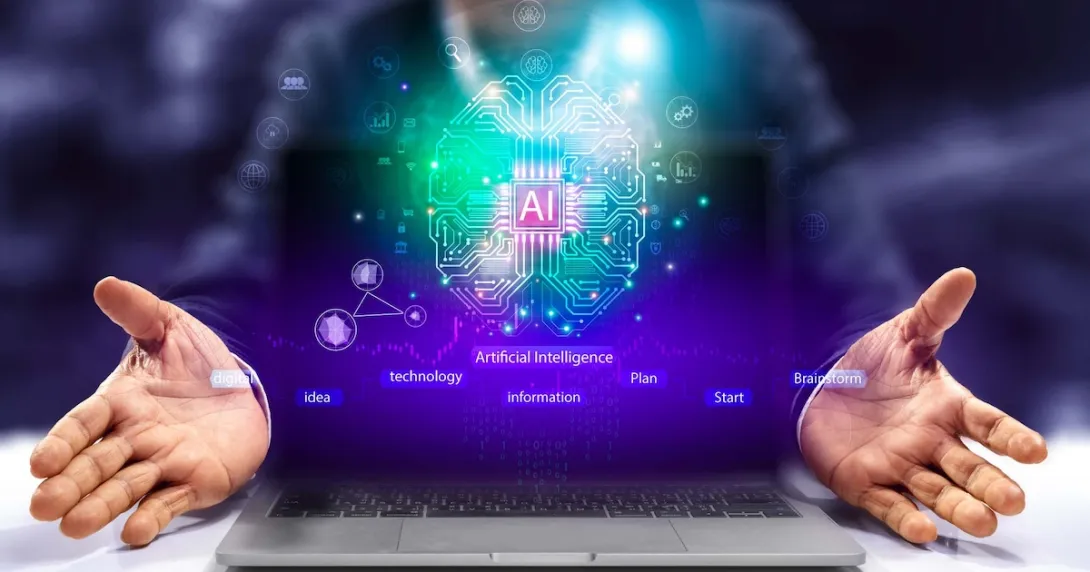 Digital representation of AI above a computer