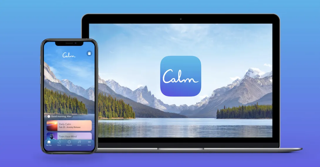 The Calm app on a phone and a laptop