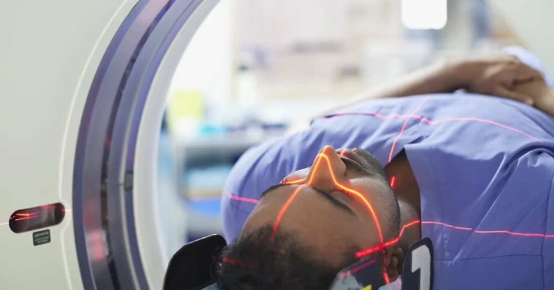 Person undergoing MRI scan