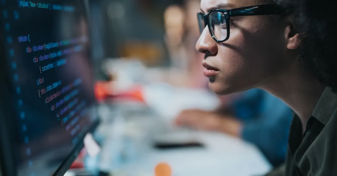 Healthcare professional reviewing data