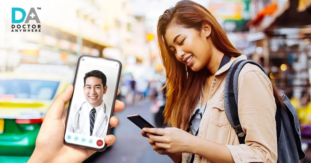 A woman using the Doctor Anywhere app