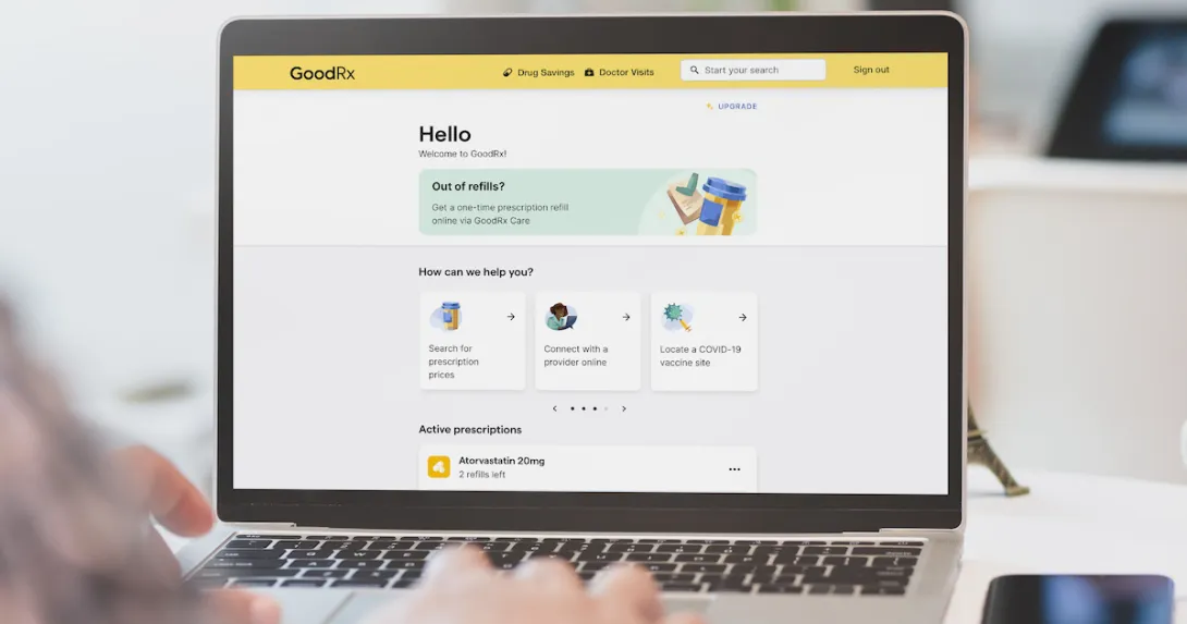 A person using GoodRx on a desktop.