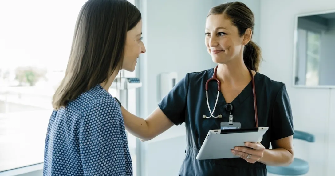 Patient consulting with healthcare professional