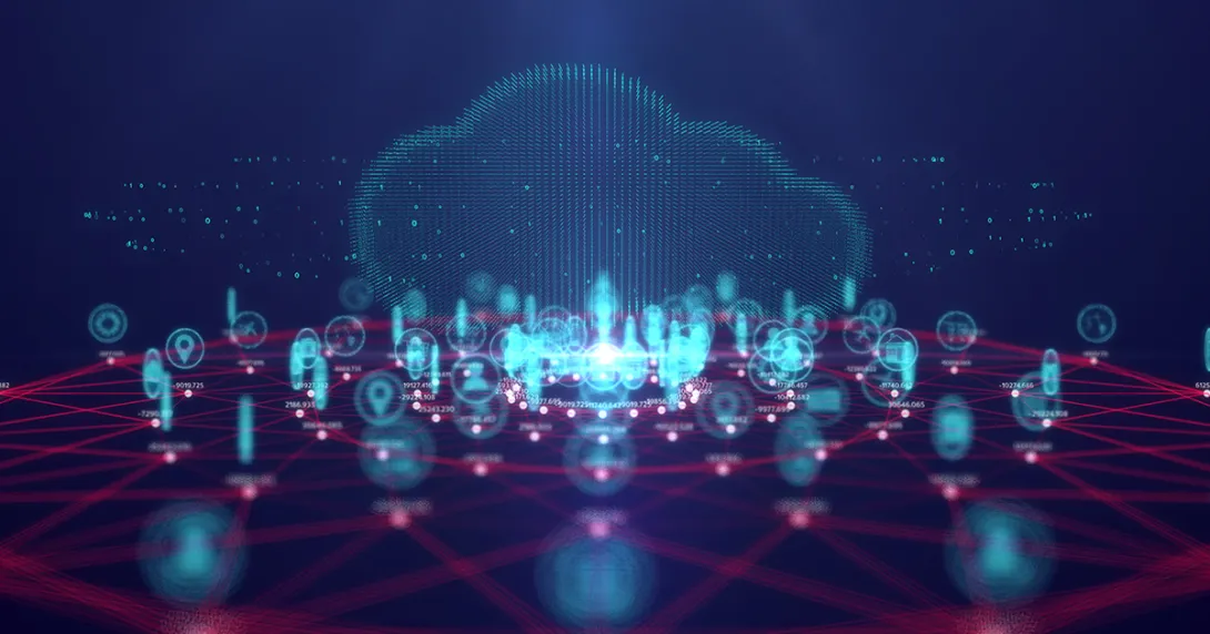digital icons with cloud in the background