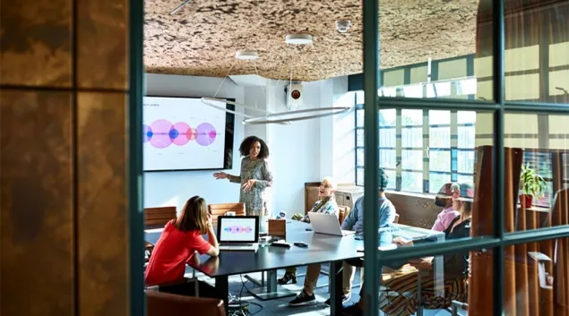 Workers meeting in a conference room