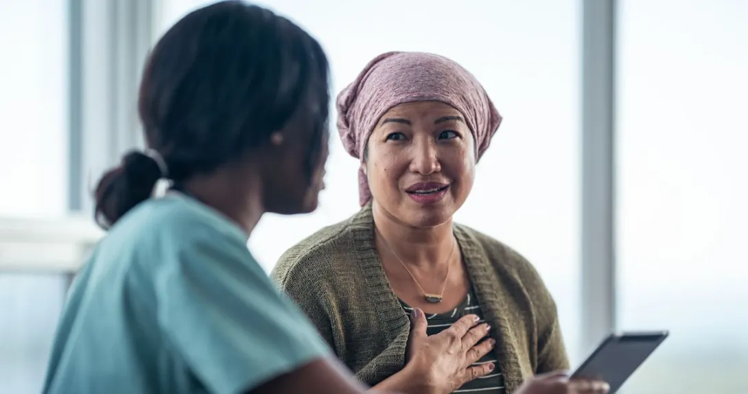 A cancer patient talking to a doctor