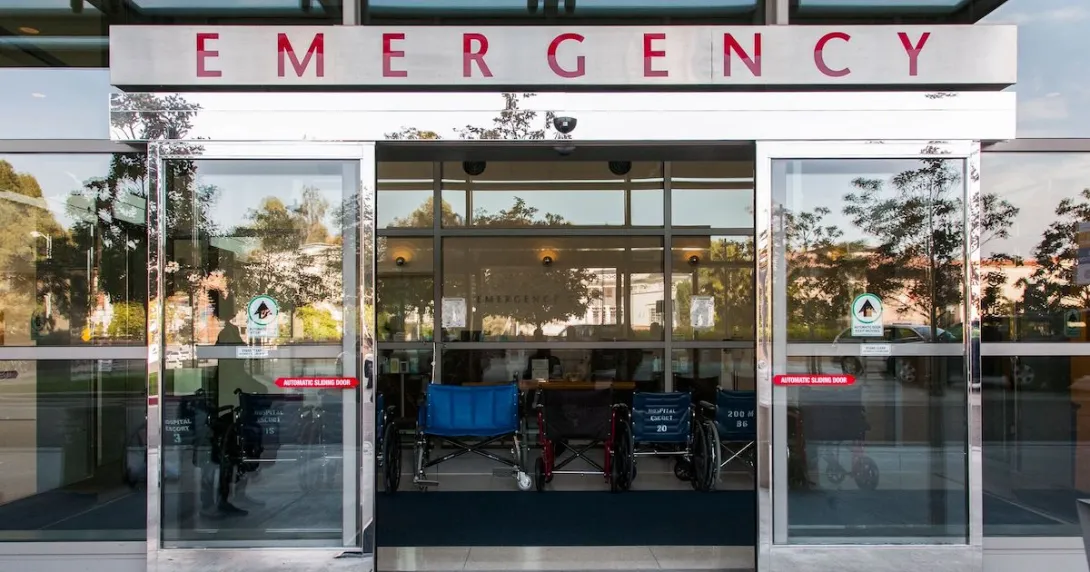 Sliding doors of emergency room