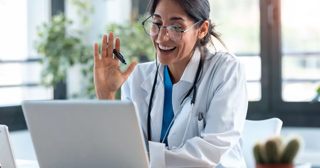 Healthcare provider on a computer