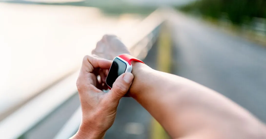 Person's arm with a smartwatch on its wrist